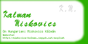 kalman miskovics business card